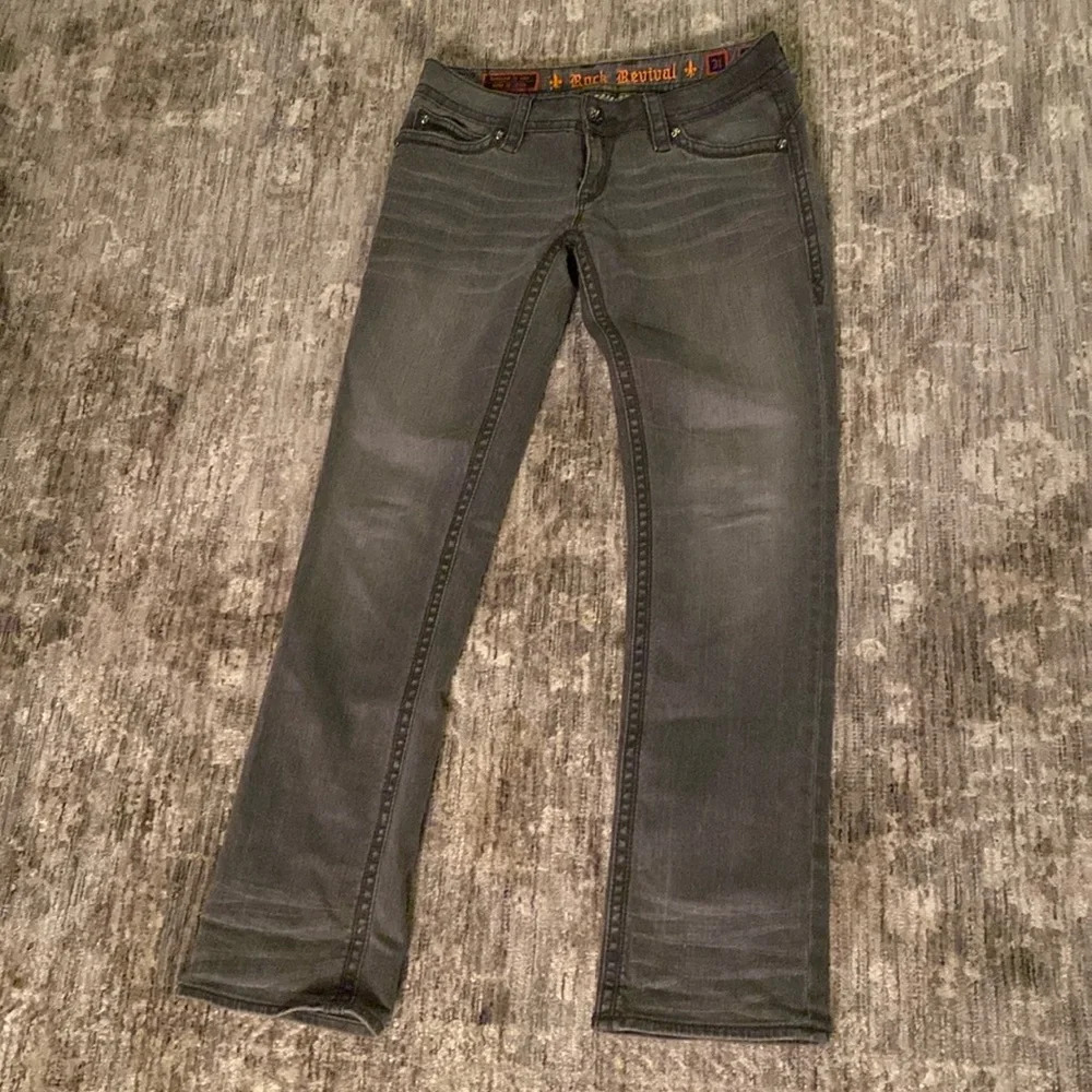 Rock Revival Charcoal Straight Leg Jeans